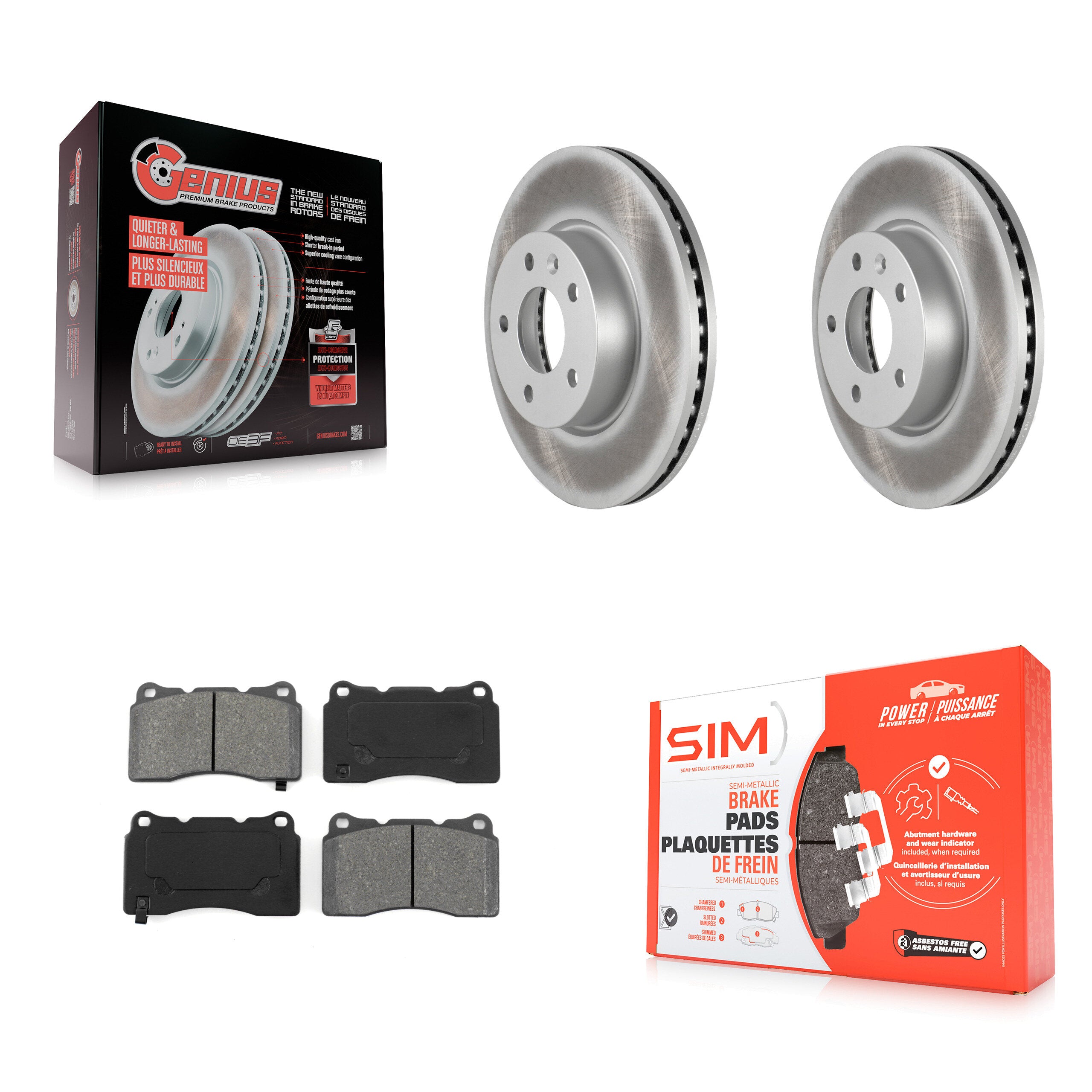 Front Coated Disc Brake Rotors And Semi-Metallic Pads Kit For 2019 Cadillac ATS Base KGS-102408