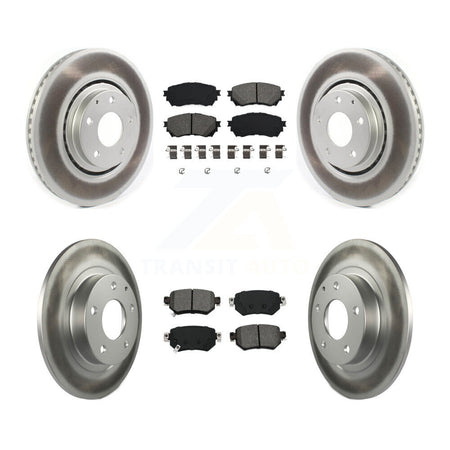 Front Rear Coated Disc Brake Rotors & Semi-Metallic Pad Kit For 2021 Mazda 6 Turbocharged KGS-102410