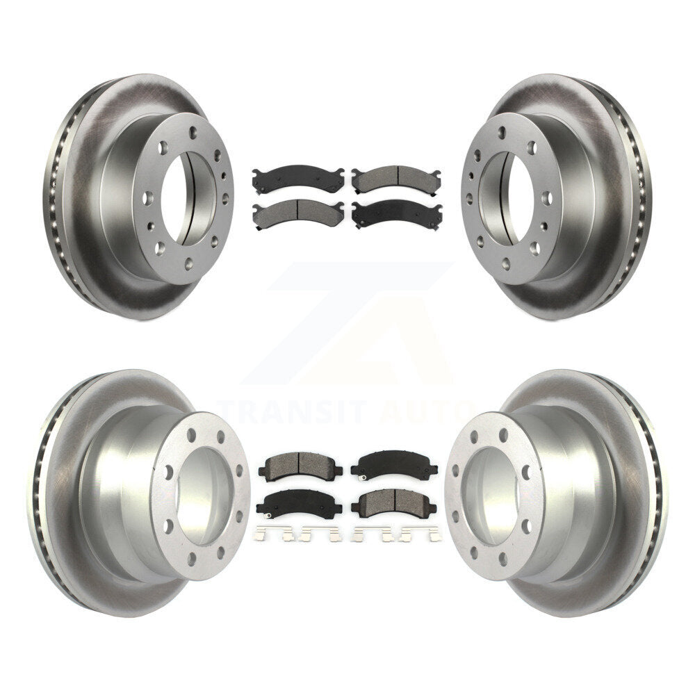 Front Rear Coated Disc Brake Rotors And Semi-Metallic Pads Kit For Chevrolet Express 4500 KGS-102425