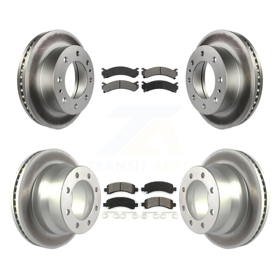 Front Rear Coated Disc Brake Rotors And Semi-Metallic Pads Kit For Chevrolet Express 4500 KGS-102425