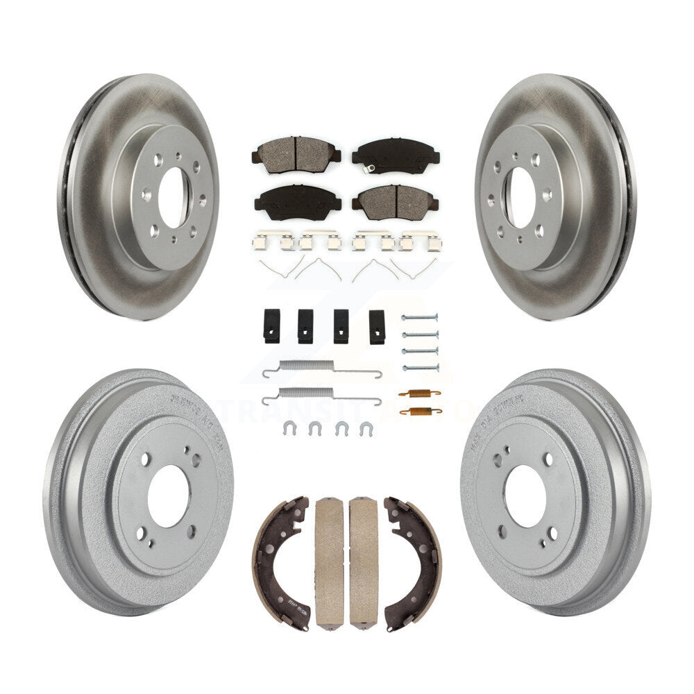 Front Rear Coated Disc Brake Rotors Semi-Metallic Pads And Drum Kit (7Pc) For Honda Civic KGS-102430