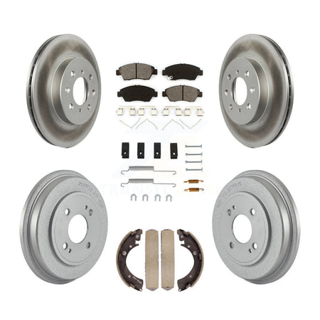 Front Rear Coated Disc Brake Rotors Semi-Metallic Pads And Drum Kit (7Pc) For Honda Civic KGS-102430