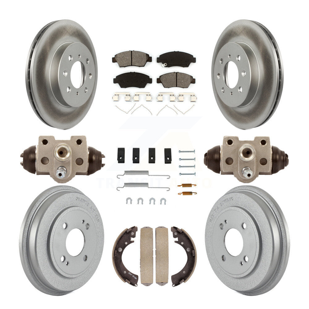 Front Rear Coated Disc Brake Rotors Semi-Metallic Pads And Drum Kit (9Pc) For Honda Civic KGS-102432