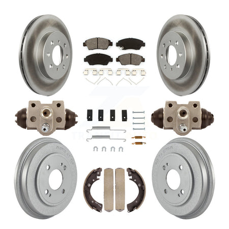Front Rear Coated Disc Brake Rotors Semi-Metallic Pads And Drum Kit (9Pc) For Honda Civic KGS-102432