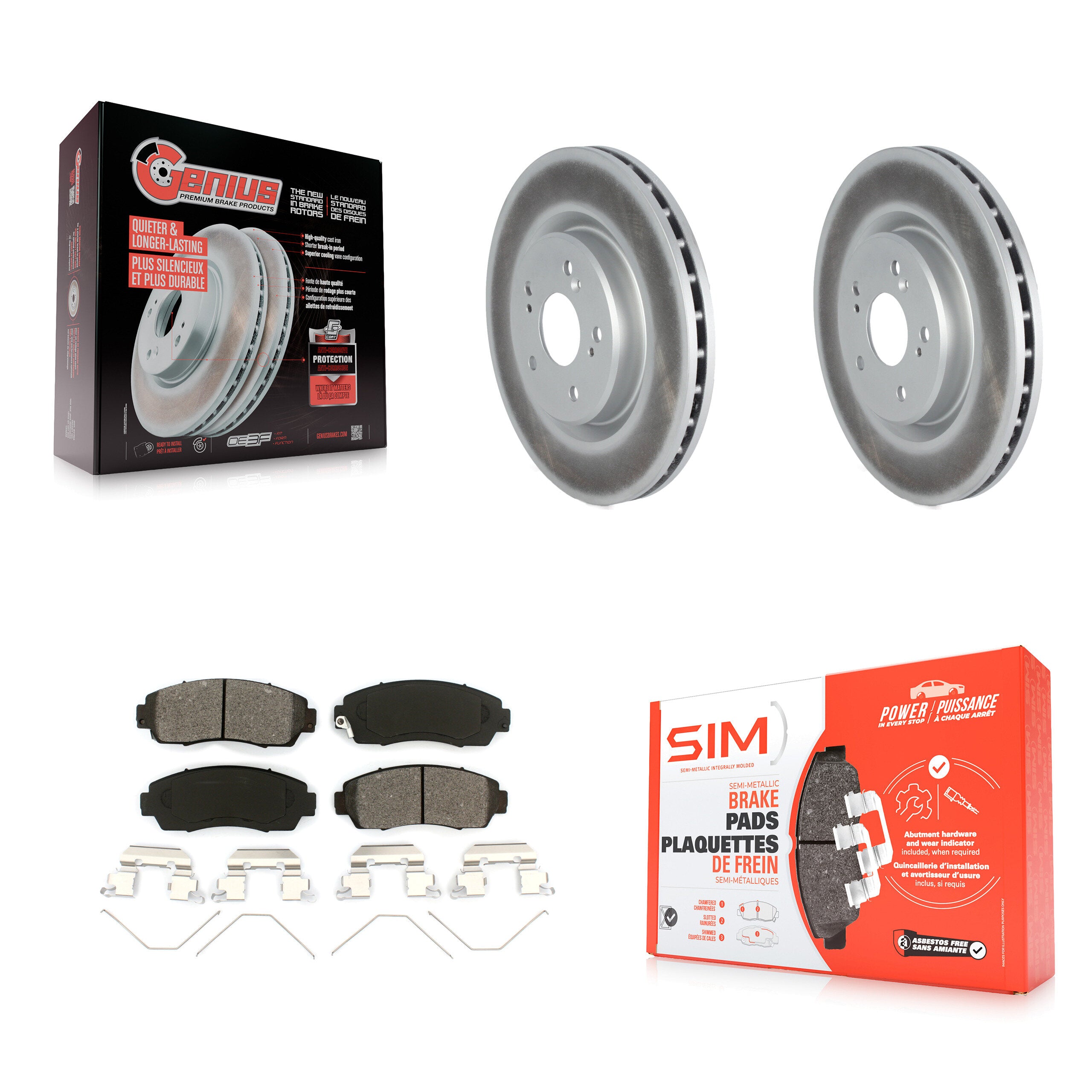 Front Coated Disc Brake Rotors And Semi-Metallic Pads Kit For 2019-2024 Acura RDX KGS-102434