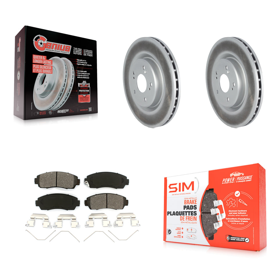 Front Coated Disc Brake Rotors And Semi-Metallic Pads Kit For 2019-2024 Acura RDX KGS-102434