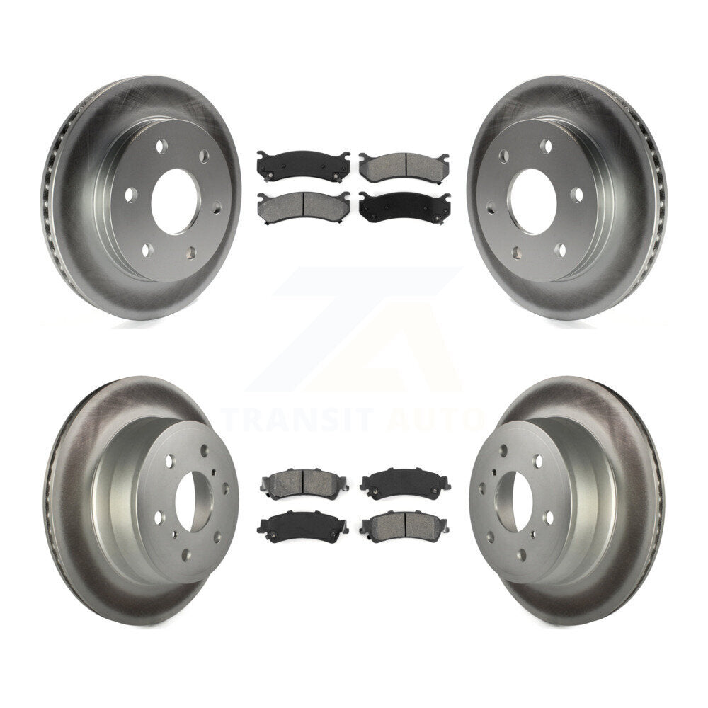 Front Rear Coated Disc Brake Rotors And Semi-Metallic Pad Kit For GMC Sierra 1500 Classic KGS-102436