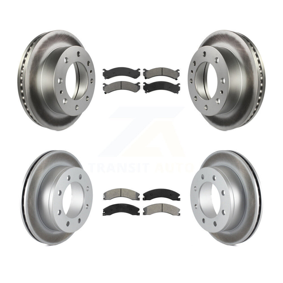 Front Rear Coated Disc Brake Rotors And Semi-Metallic Pads Kit For Chevrolet Express 4500 KGS-102444