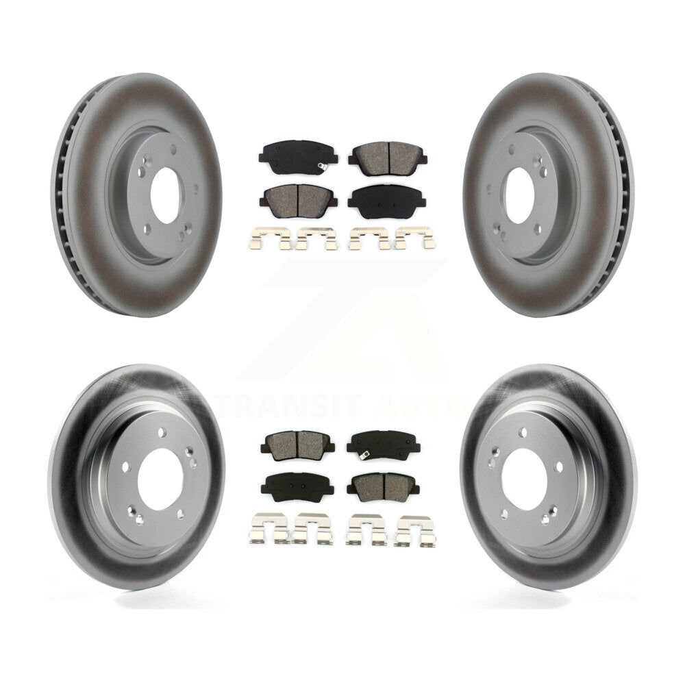 Front Rear Coated Disc Brake Rotors And Semi-Metallic Pads Kit For Hyundai Sonata KGS-102454