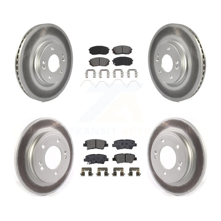 Front Rear Coated Brake Rotor Semi-Metallic Pad Kit For Kia Forte Hyundai Veloster Forte5 KGS-102458