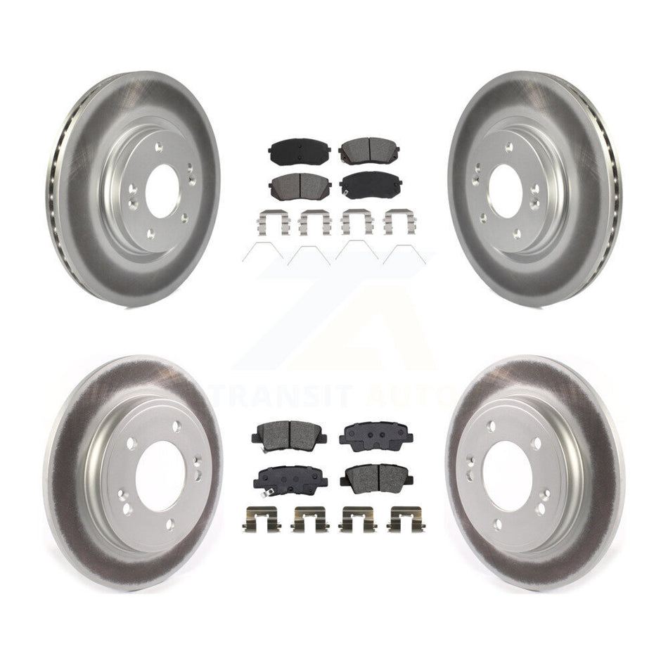 Front Rear Coated Brake Rotor Semi-Metallic Pad Kit For Kia Forte Hyundai Veloster Forte5 KGS-102458