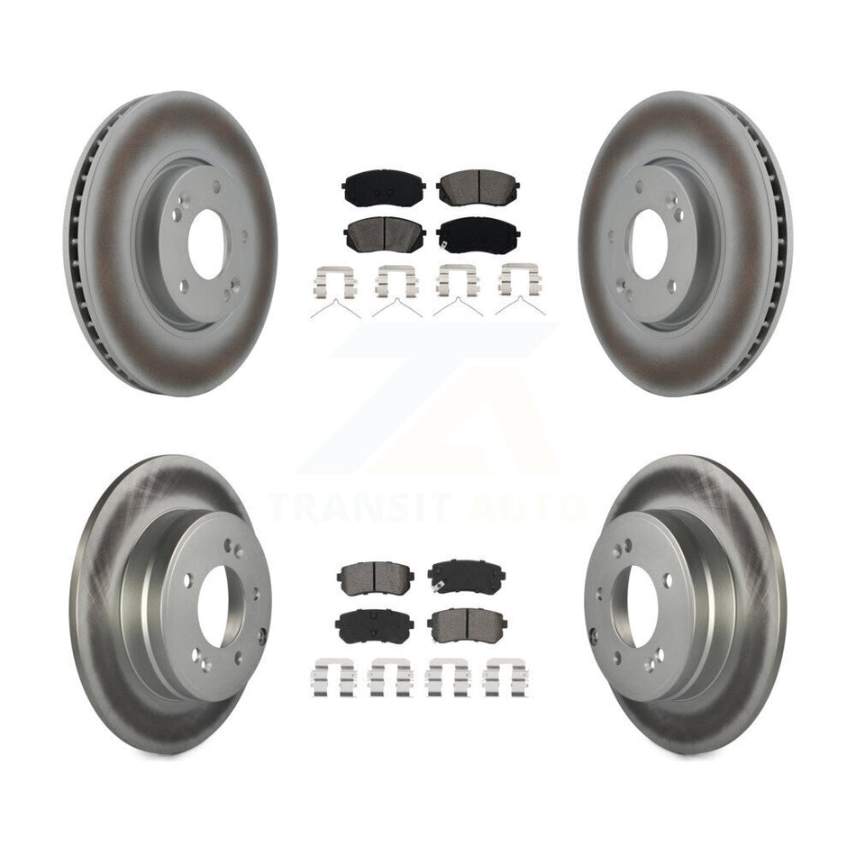 Front Rear Coated Disc Brake Rotors And Semi-Metallic Pads Kit For Hyundai Sonata KGS-102459