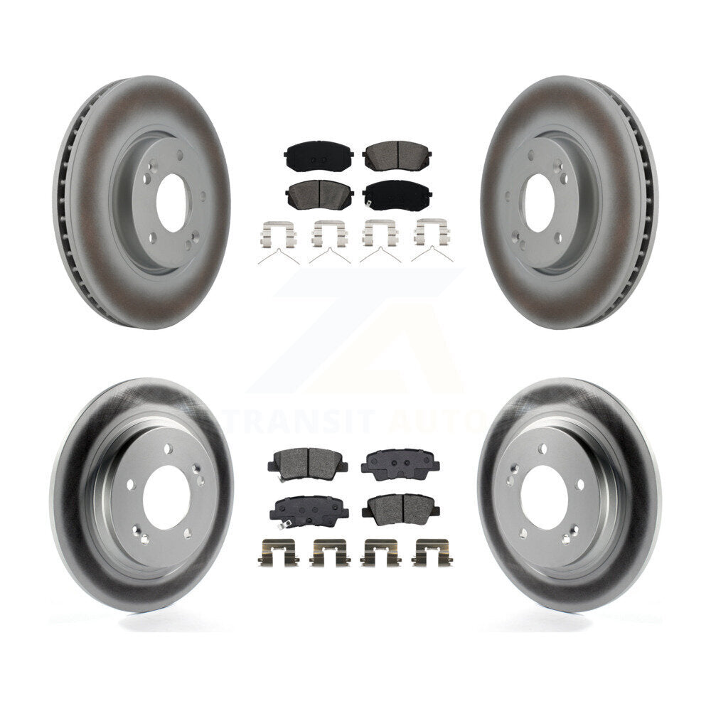 Front Rear Coated Disc Brake Rotors And Semi-Metallic Pads Kit For Hyundai Sonata KGS-102460