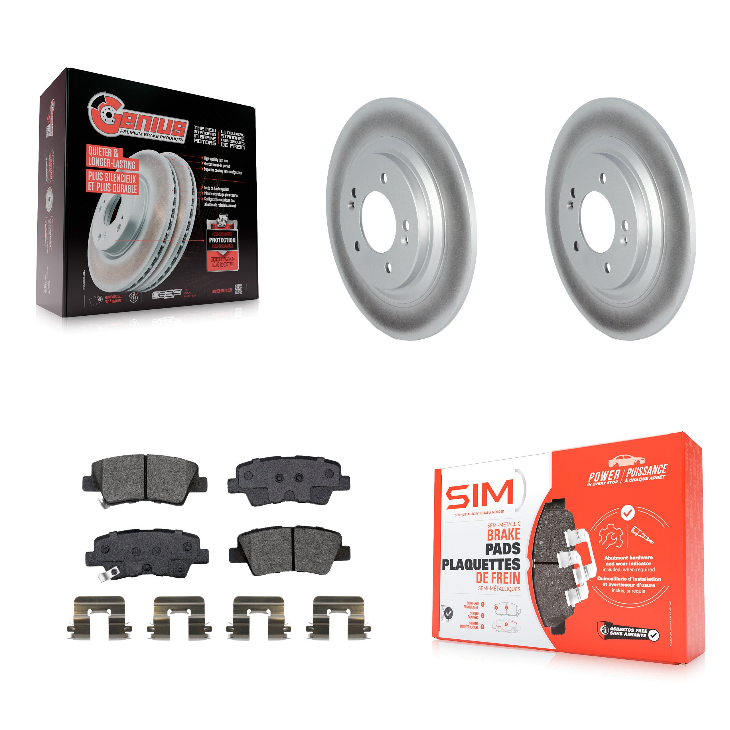 Rear Coated Brake Rotors Semi-Metallic Pad Kit For Hyundai Kona Electric Kia Soul EV Niro KGS-102473