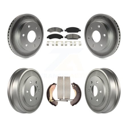 Front Rear Coated Disc Brake Rotors Semi-Metallic Pads And Drum Kit For GMC Sierra 1500 KGS-102477