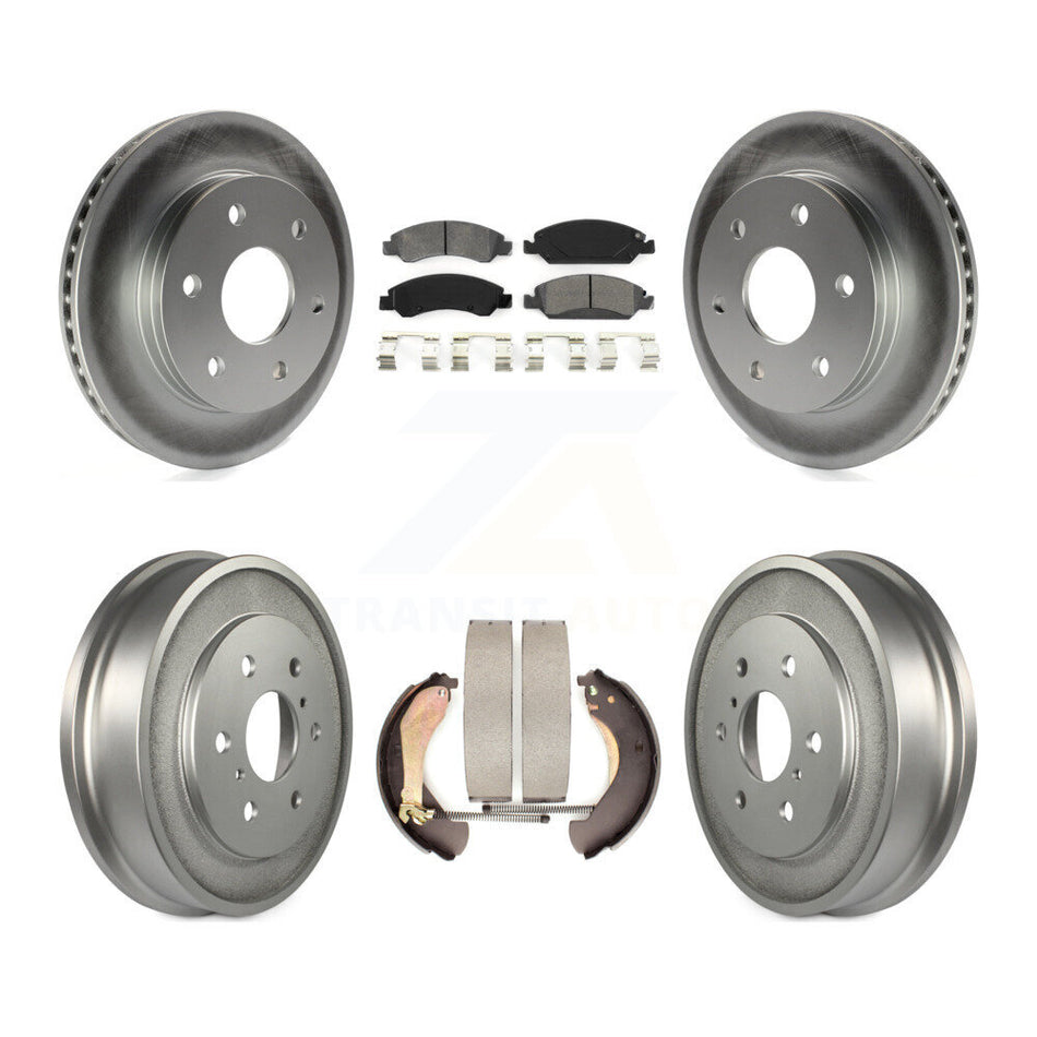Front Rear Coated Disc Brake Rotors Semi-Metallic Pads And Drum Kit For GMC Sierra 1500 KGS-102477