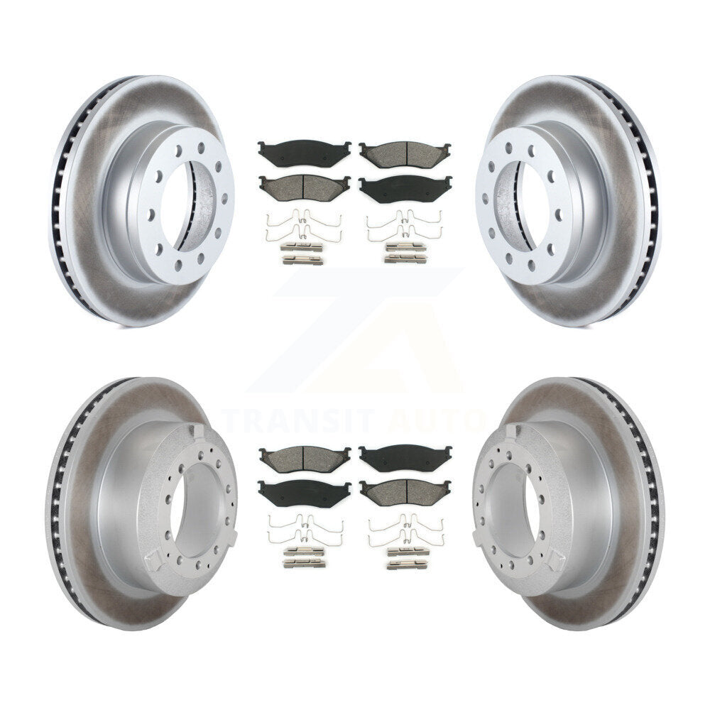 Front Rear Coated Brake Rotor Semi-Metallic Pad Kit For Ford F-450 Super Duty F-550 CF500 KGS-102493