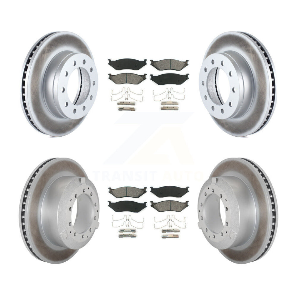Front Rear Coated Brake Rotor Semi-Metallic Pad Kit For Ford F-450 Super Duty F-550 CF500 KGS-102493
