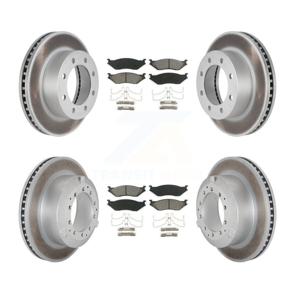 Front Rear Coated Disc Brake Rotors And Semi-Metallic Pads Kit For Ford F-450 Super Duty KGS-102495