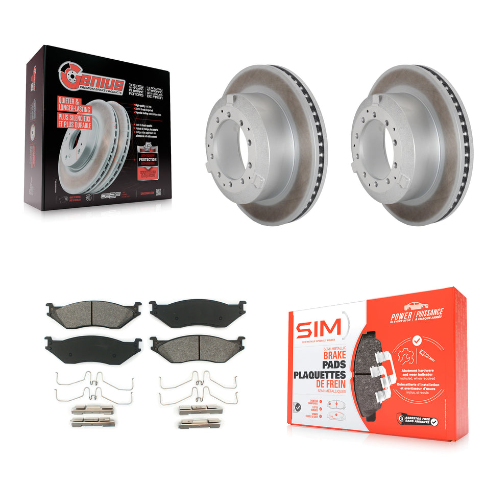 Rear Coat Brake Rotor Semi-Metallic Pad Kit For Ford F-450 Super Duty F-550 International KGS-102498