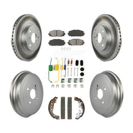 Front Rear Coated Disc Brake Rotors Semi-Metallic Pad And Drum Kit (7Pc) For Toyota Yaris KGS-102501