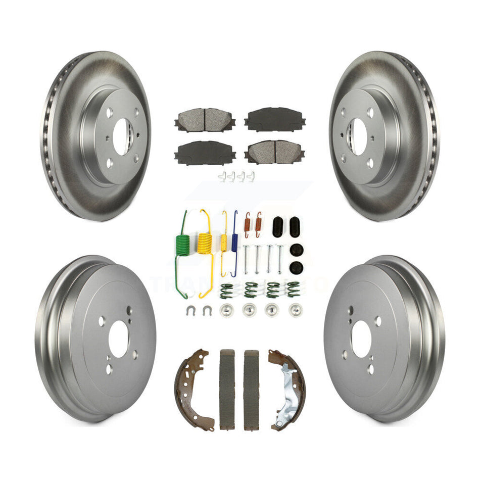 Front Rear Coated Disc Brake Rotors Semi-Metallic Pad And Drum Kit (7Pc) For Toyota Yaris KGS-102501