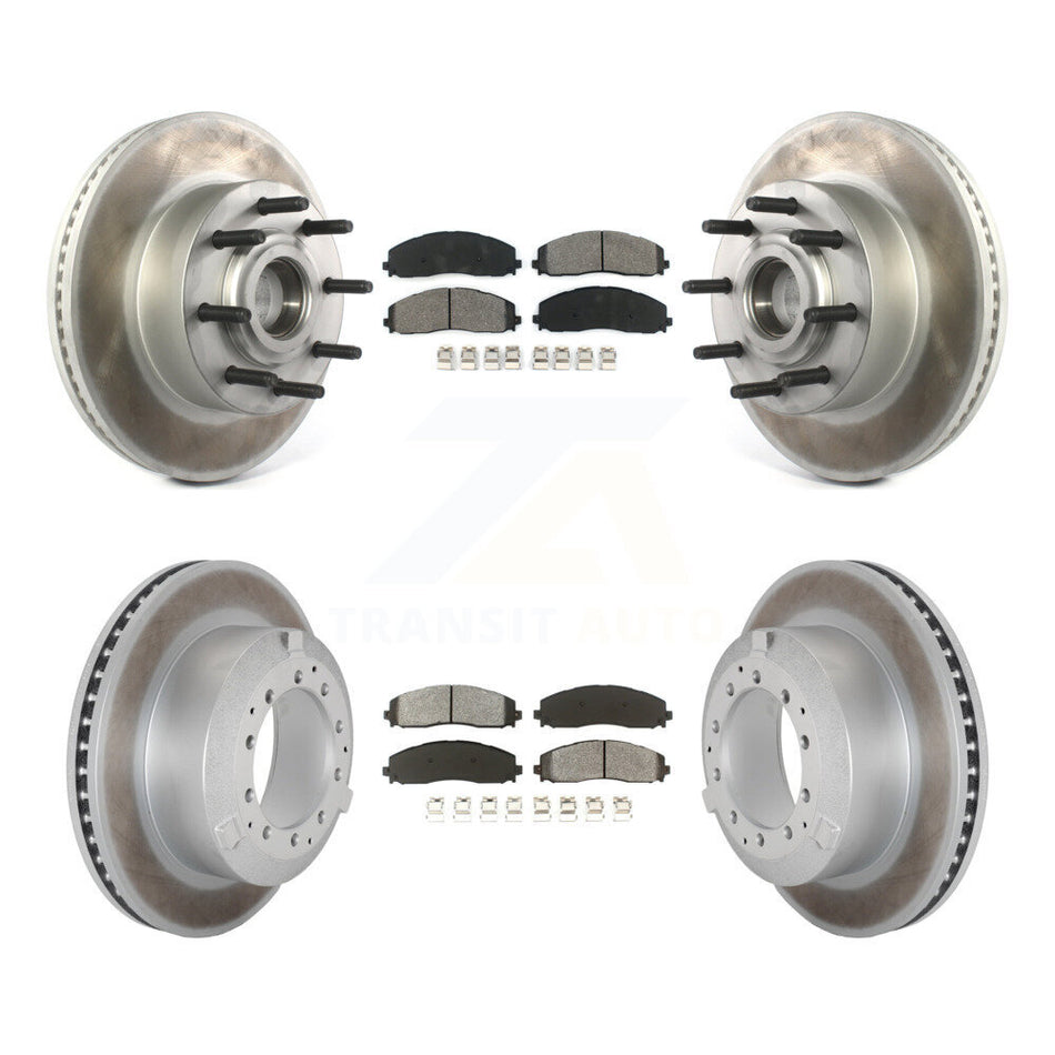 Front Rear Coated Disc Brake Rotors And Semi-Metallic Pads Kit For Ford F-350 Super Duty KGS-102504