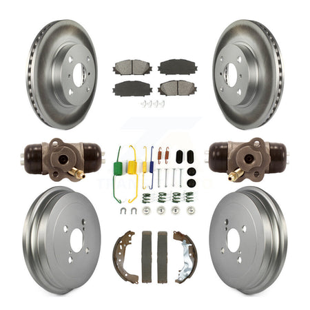 Front Rear Coated Disc Brake Rotors Semi-Metallic Pad And Drum Kit (9Pc) For Toyota Yaris KGS-102506