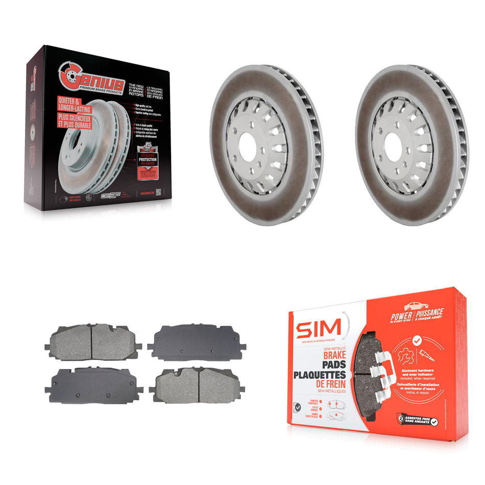 Front Coated Brake Rotors Semi-Metallic Pad Kit For Audi Q7 Q8 A6 Quattro A7 Sportback A8 KGS-102508