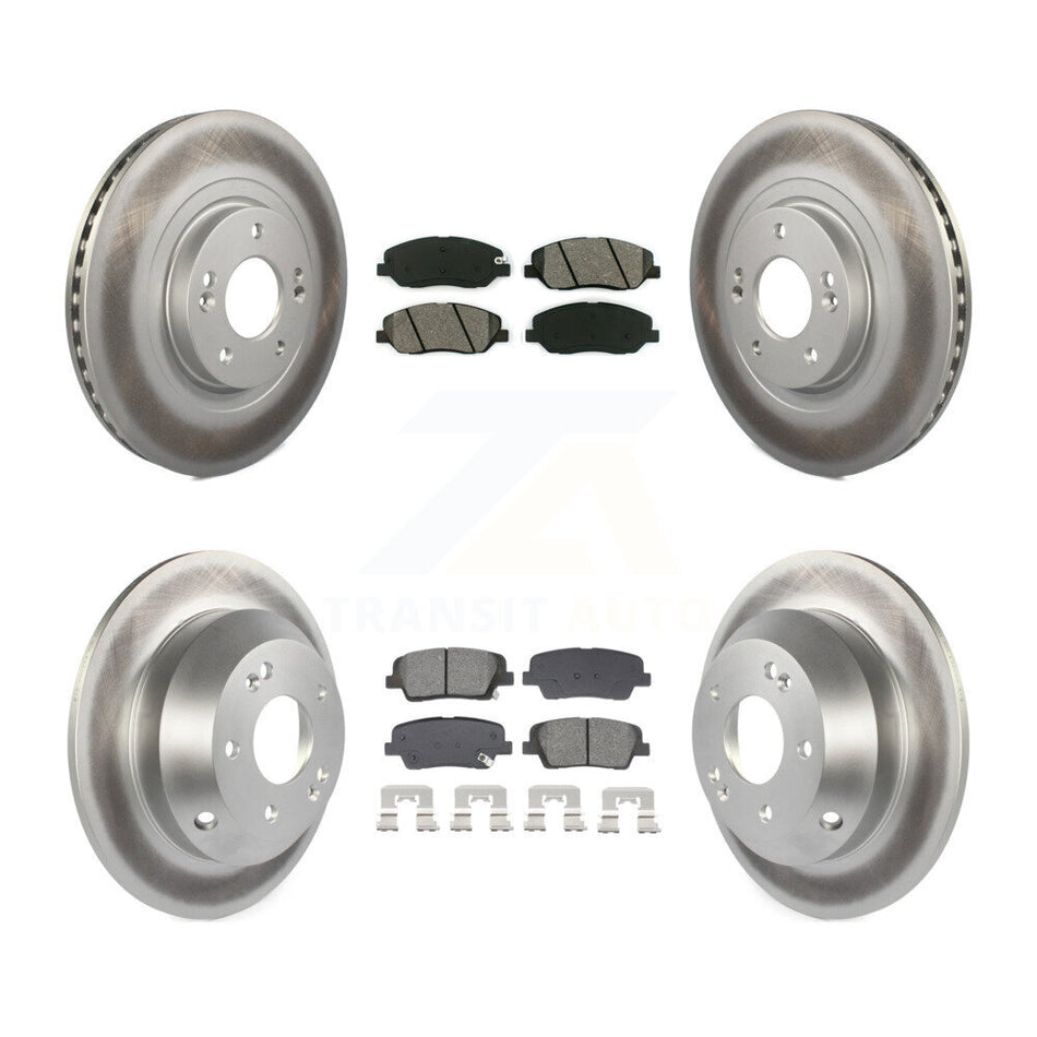 Front Rear Coat Brake Rotors Semi-Metallic Pad Kit For 2013-2016 Hyundai Santa Fe XL 3.3L KGS-102510