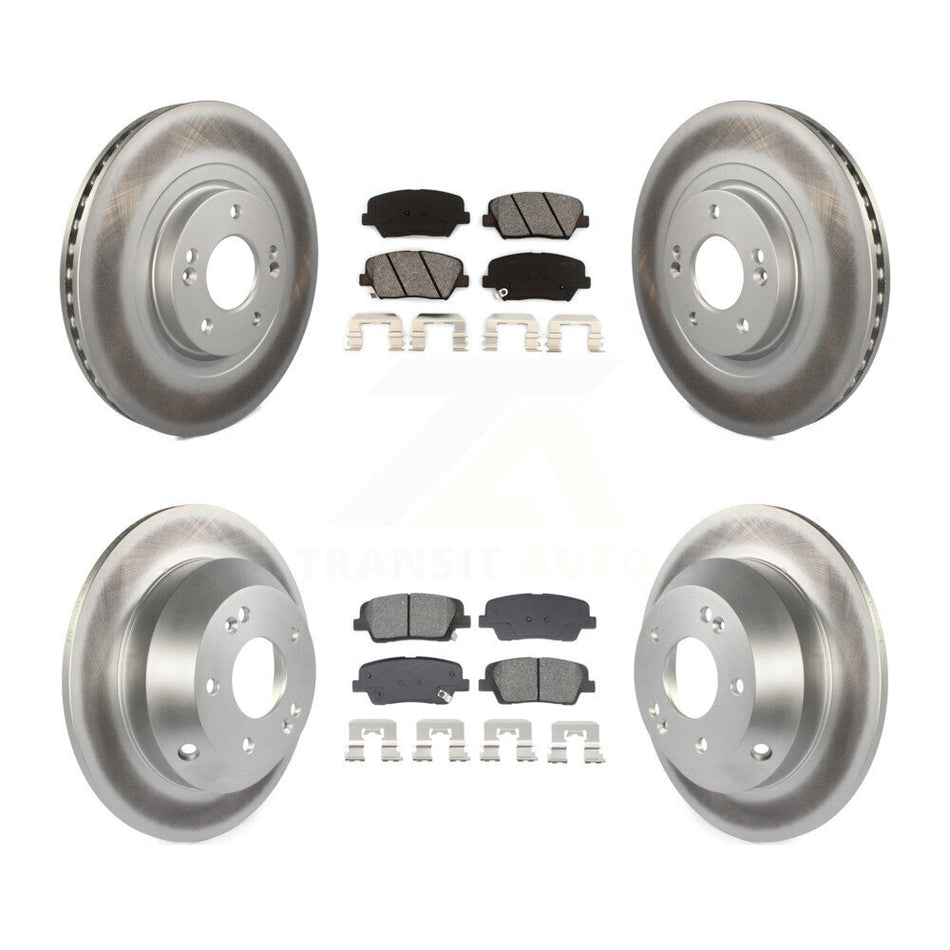 Front Rear Coat Brake Rotors Semi-Metallic Pad Kit For Hyundai Santa Fe Sport Kia Sorento KGS-102512
