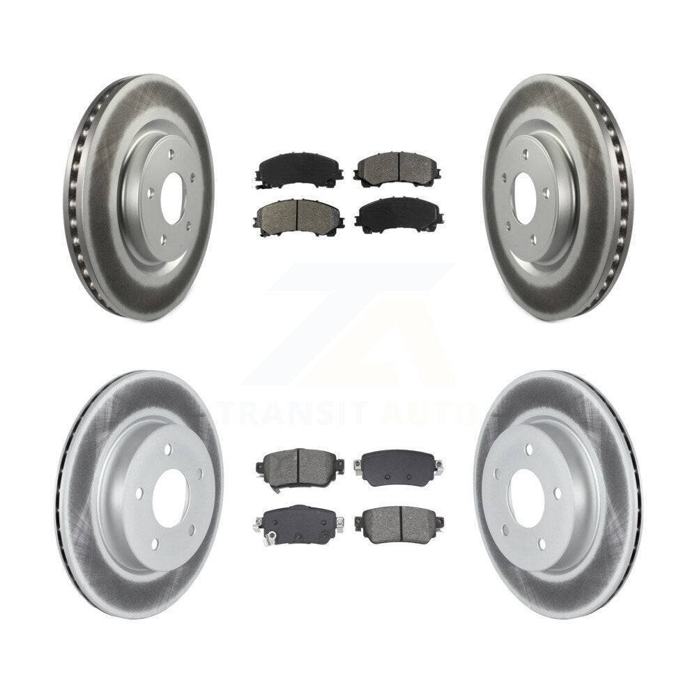 Front Rear Coated Disc Brake Rotors And Semi-Metallic Pads Kit For Nissan Rogue KGS-102525