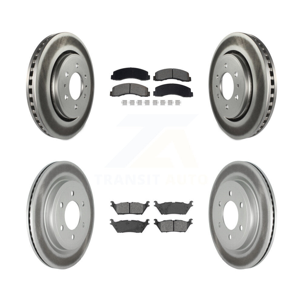 Front Rear Coat Disc Brake Rotors Semi-Metallic Pad Kit For Ford F-150 Expedition Lincoln KGS-102528