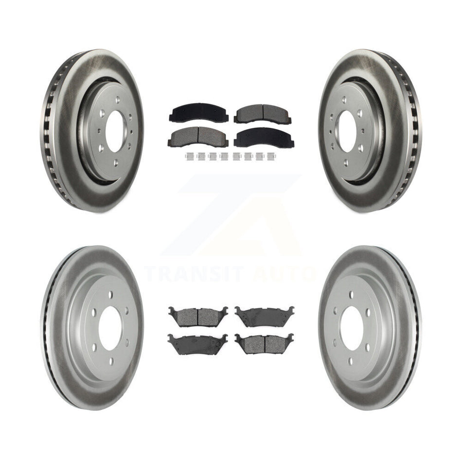 Front Rear Coat Disc Brake Rotors Semi-Metallic Pad Kit For Ford F-150 Expedition Lincoln KGS-102528