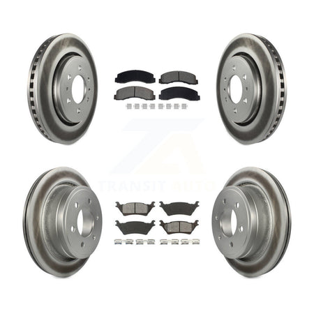 Front Rear Coated Disc Brake Rotors And Semi-Metallic Pads Kit For Ford F-150 KGS-102529