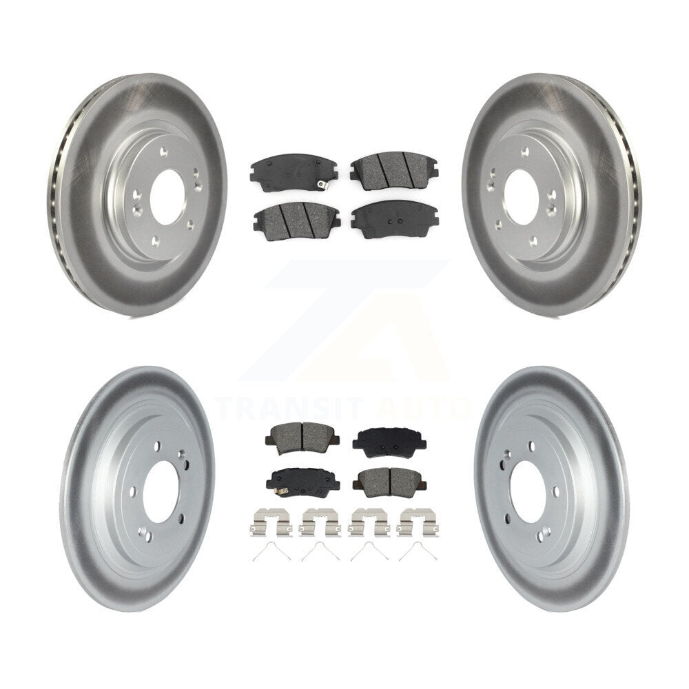 Front Rear Coated Disc Brake Rotors Semi-Metallic Pad Kit For Kia Sportage Hyundai Tucson KGS-102532