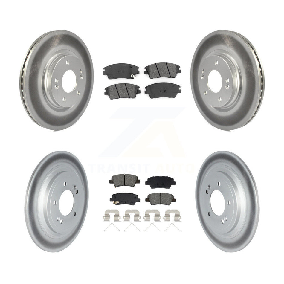 Front Rear Coated Disc Brake Rotors Semi-Metallic Pad Kit For Kia Sportage Hyundai Tucson KGS-102532