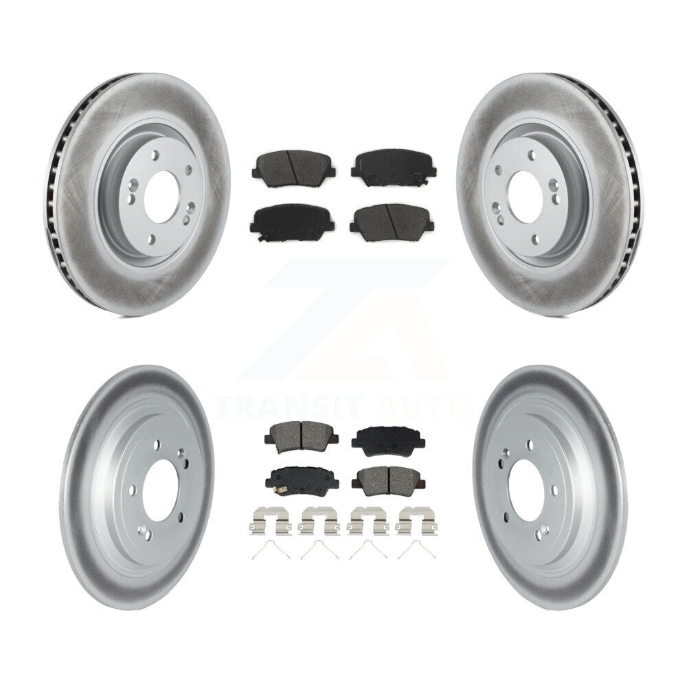 Front Rear Coated Disc Brake Rotors And Semi-Metallic Pads Kit For 2019-2020 Hyundai Nexo KGS-102534