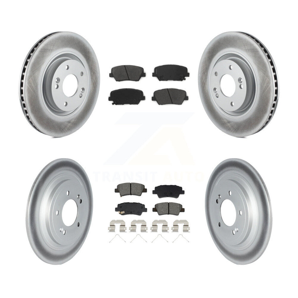 Front Rear Coated Disc Brake Rotors And Semi-Metallic Pads Kit For 2019-2020 Hyundai Nexo KGS-102534