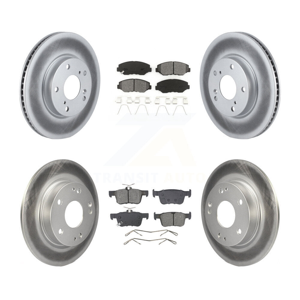 Front Rear Coated Disc Brake Rotors And Semi-Metallic Pads Kit For Honda Civic KGS-102535