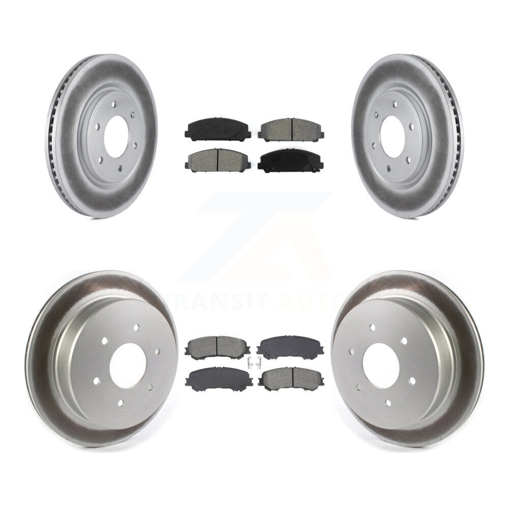 Front Rear Coated Disc Brake Rotors And Semi-Metallic Pads Kit For 2017-2023 Nissan TITAN KGS-102544
