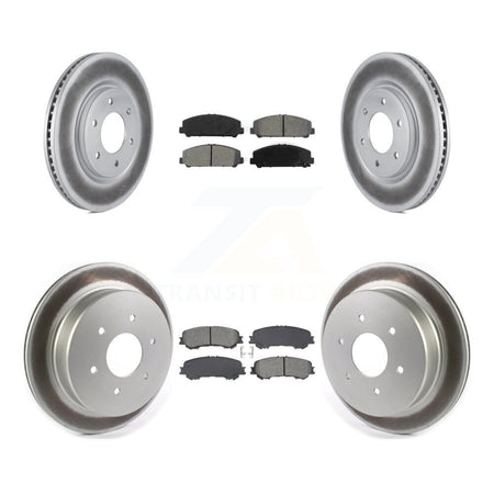 Front Rear Coated Disc Brake Rotors And Semi-Metallic Pads Kit For 2017-2023 Nissan TITAN KGS-102544