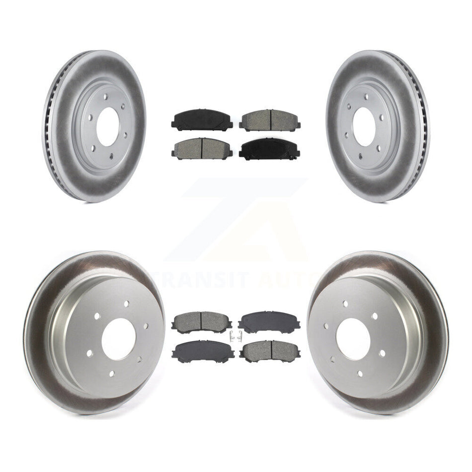 Front Rear Coated Disc Brake Rotors And Semi-Metallic Pads Kit For 2017-2023 Nissan TITAN KGS-102544