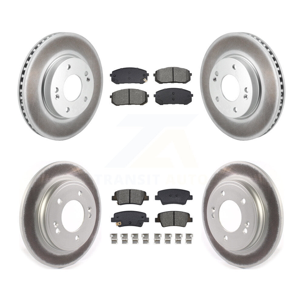 Front Rear Coated Disc Brake Rotors And Semi-Metallic Pads Kit For Hyundai Elantra KGS-102587