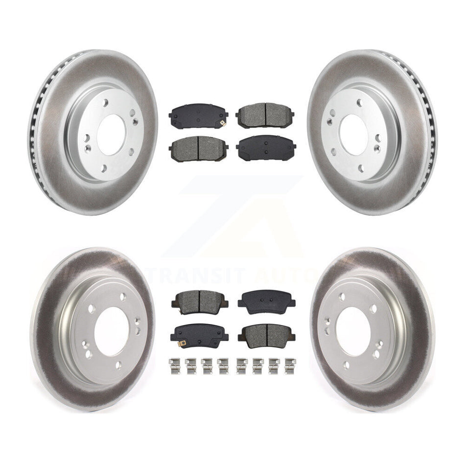 Front Rear Coated Disc Brake Rotors And Semi-Metallic Pads Kit For Hyundai Elantra KGS-102587