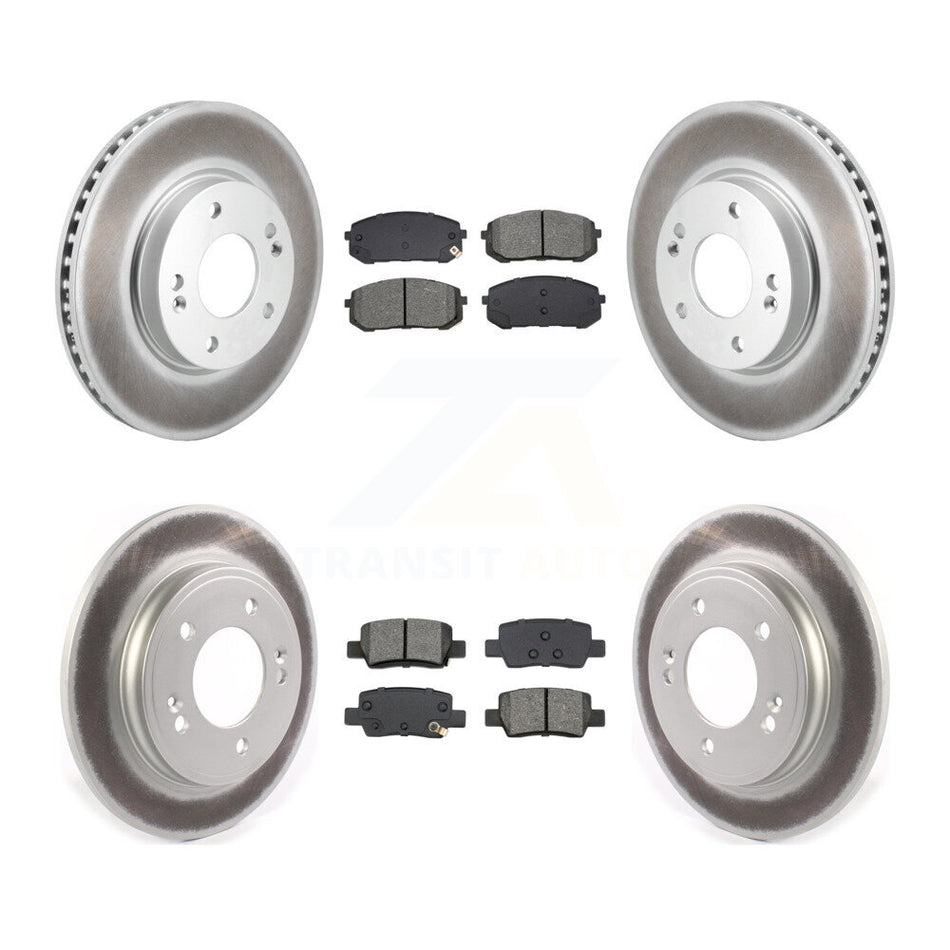 Front Rear Coated Disc Brake Rotors And Semi-Metallic Pads Kit For Hyundai Elantra KGS-102588