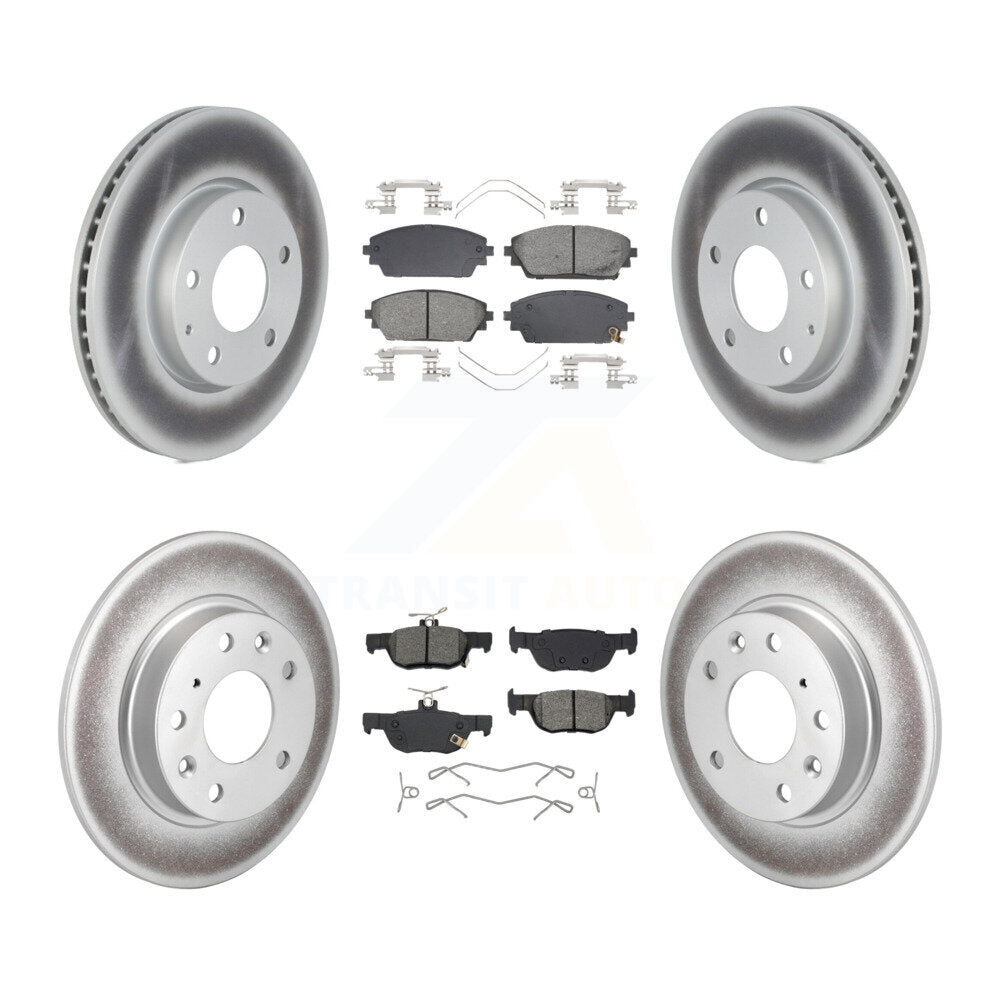 Front Rear Coated Disc Brake Rotors And Semi-Metallic Pads Kit For Mazda 3 Sport FWD KGS-102592