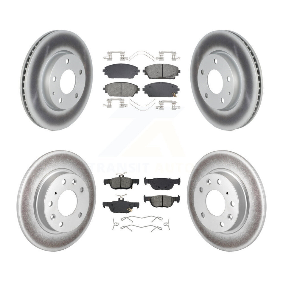 Front Rear Coated Disc Brake Rotors And Semi-Metallic Pads Kit For Mazda 3 Sport FWD KGS-102592