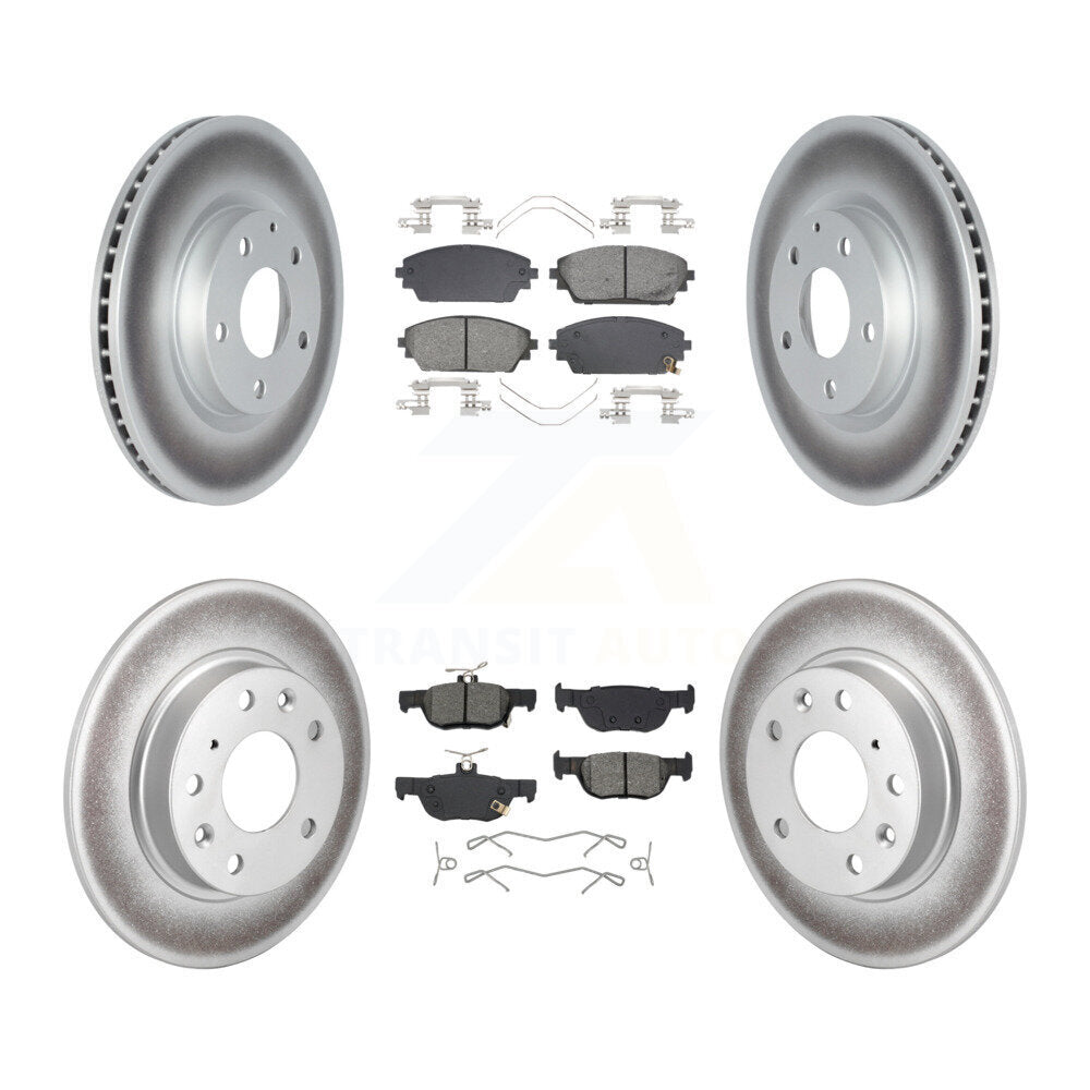 Front Rear Coated Disc Brake Rotors And Semi-Metallic Pads Kit For Mazda 3 Sport AWD KGS-102593