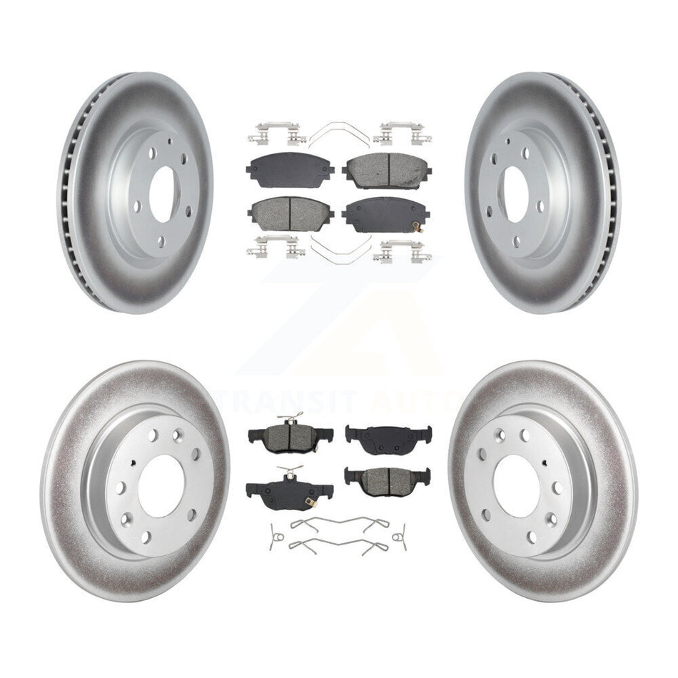Front Rear Coated Disc Brake Rotors And Semi-Metallic Pads Kit For Mazda 3 Sport AWD KGS-102593